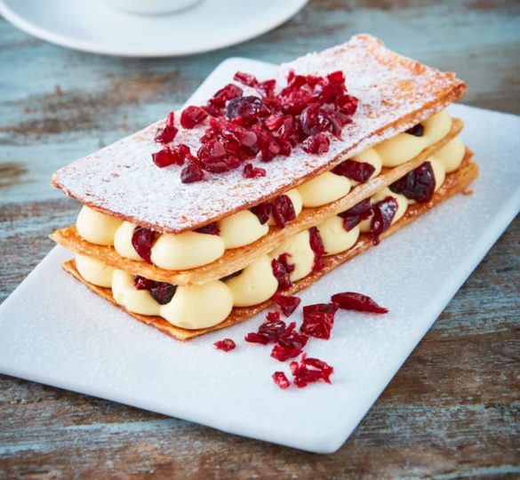 Vanilla and Dehydrated Cranberry Millefeuille